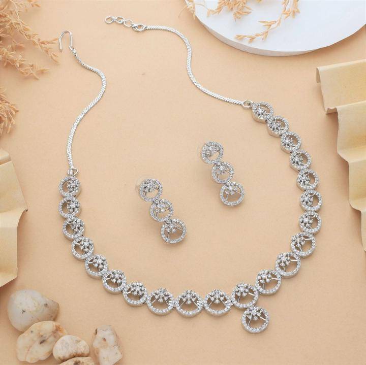 Anti tranish american diamond necklace set 929 Imitation jewelry market in Hyderabad